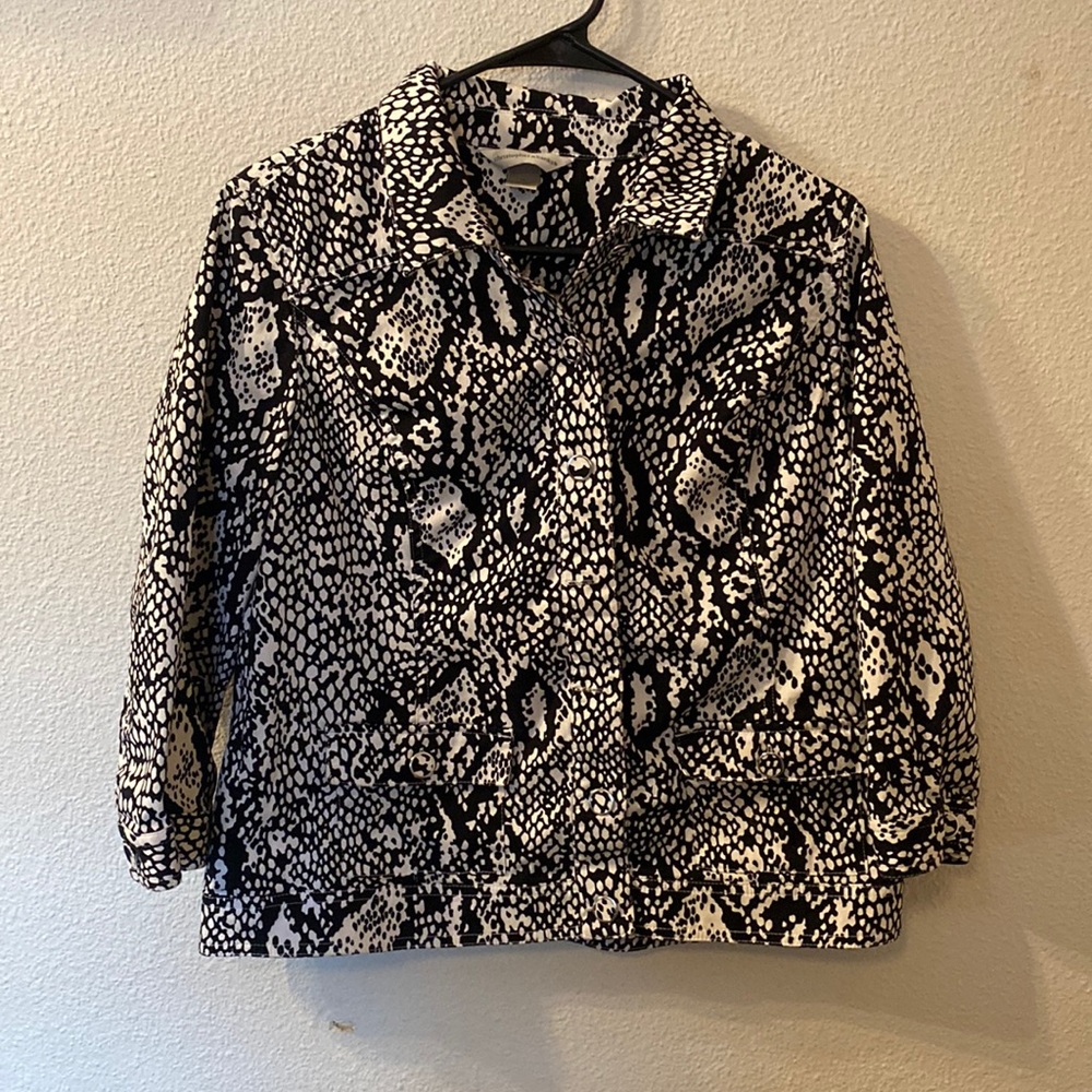 Christopher and Banks snakeskin button down jean jacket size medium